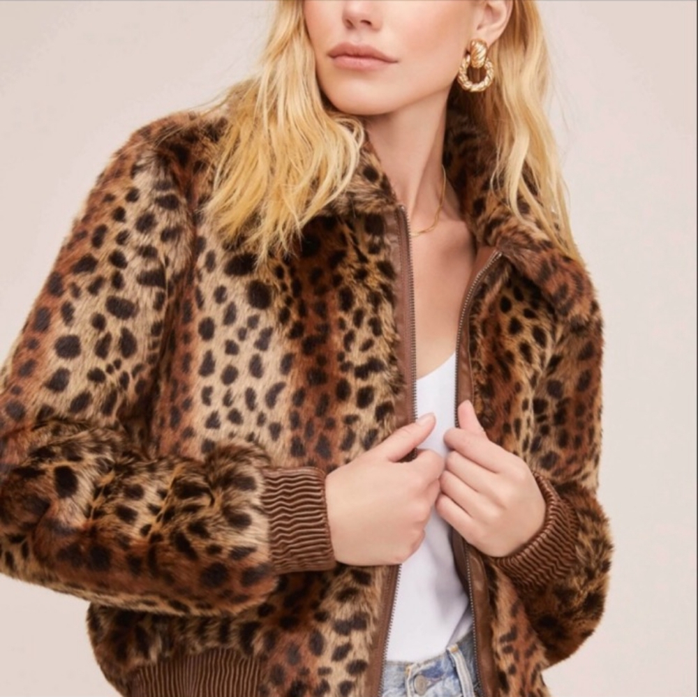 ASTR Remy Leopard Bomber Jacket